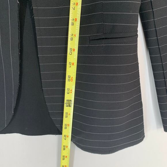 Norma Kamali Pinstripe Blazer Women $ Black Stretch Tailored Workwear Jacket - Picture 7 of 13